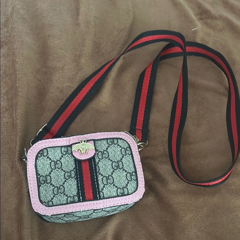 Toddler Pink and Black Crossbody Bag